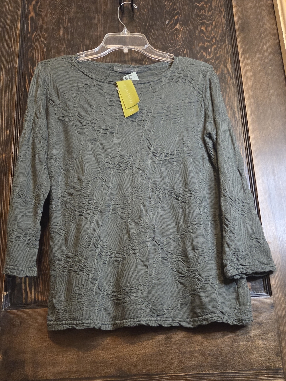 NWT Cut Loose Moss Green Textured Long-Sleeve Top Sz XS - Picture 2 of 11